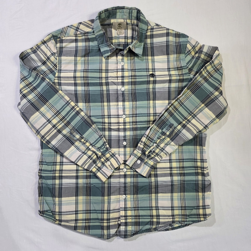 Timberland Regular Fit Lightweight Plaid Button Up Shirt Preppy Cabincore. XL